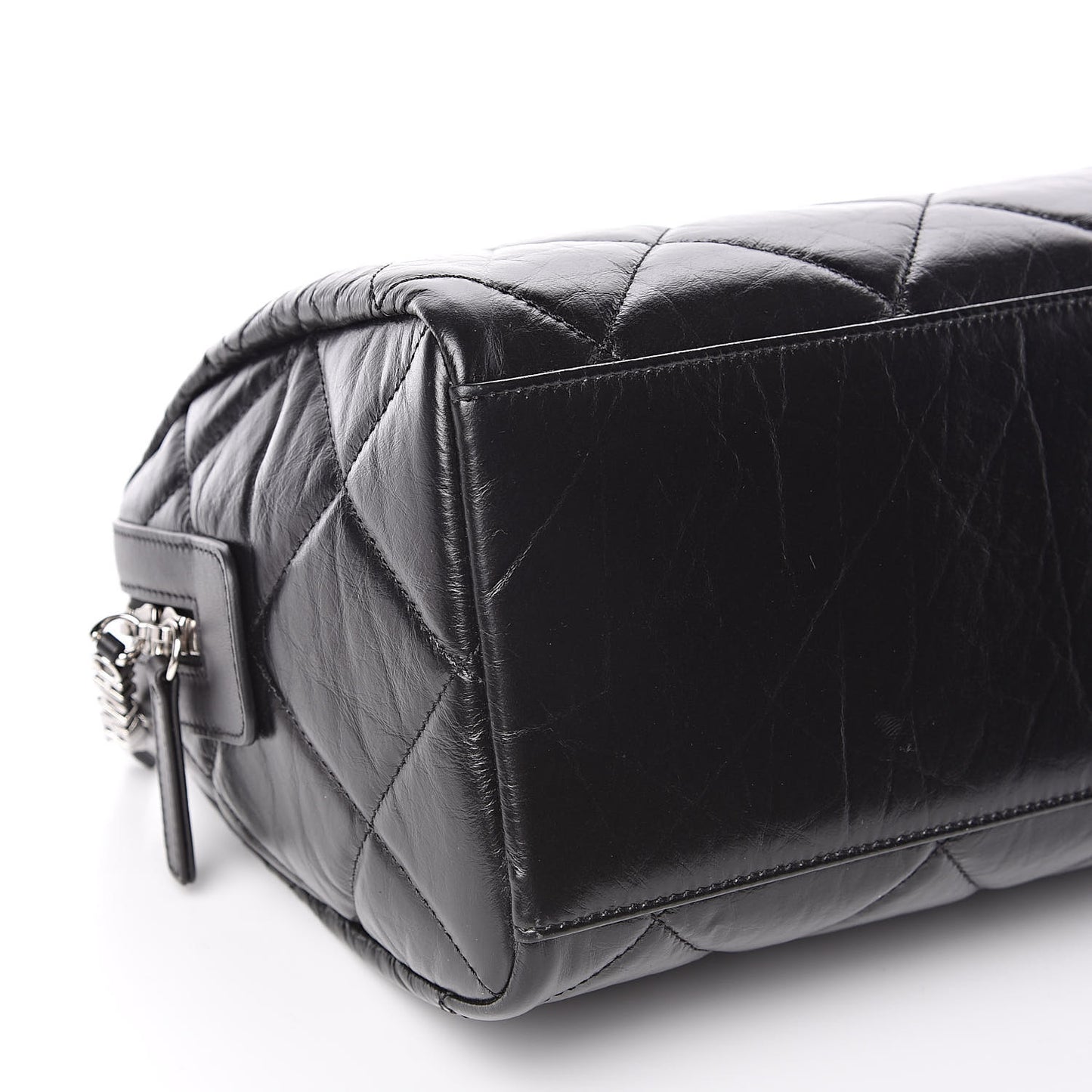Calfskin Quilted Small CC Bowling Bag Black