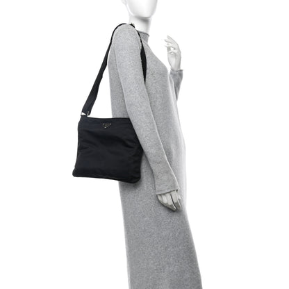 Prada Nylon Vela Flat Messenger Bag Black 2 of 9