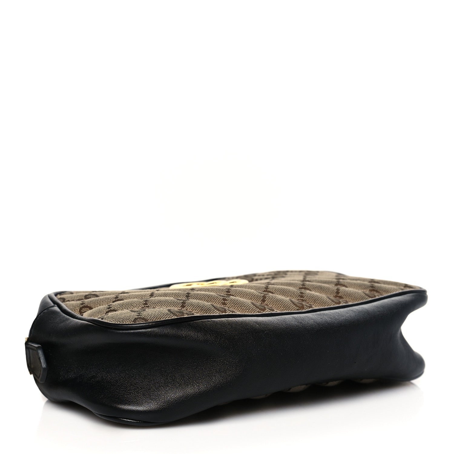 Gucci Monogram Matelasse Diagonal Small GG Marmont Chain Shoulder Bag Beige Black 4 of 13