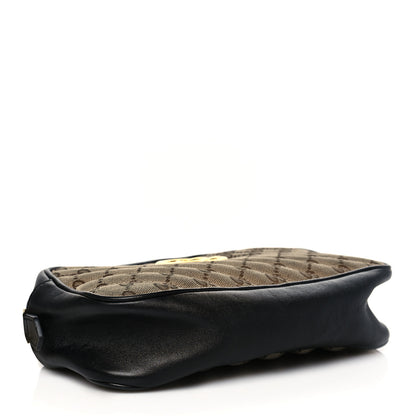 Gucci Monogram Matelasse Diagonal Small GG Marmont Chain Shoulder Bag Beige Black 4 of 13