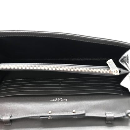 Saint Laurent Grain De Poudre Matelasse Chevron Monogram Chain Wallet Oyster Grey 5 of 10