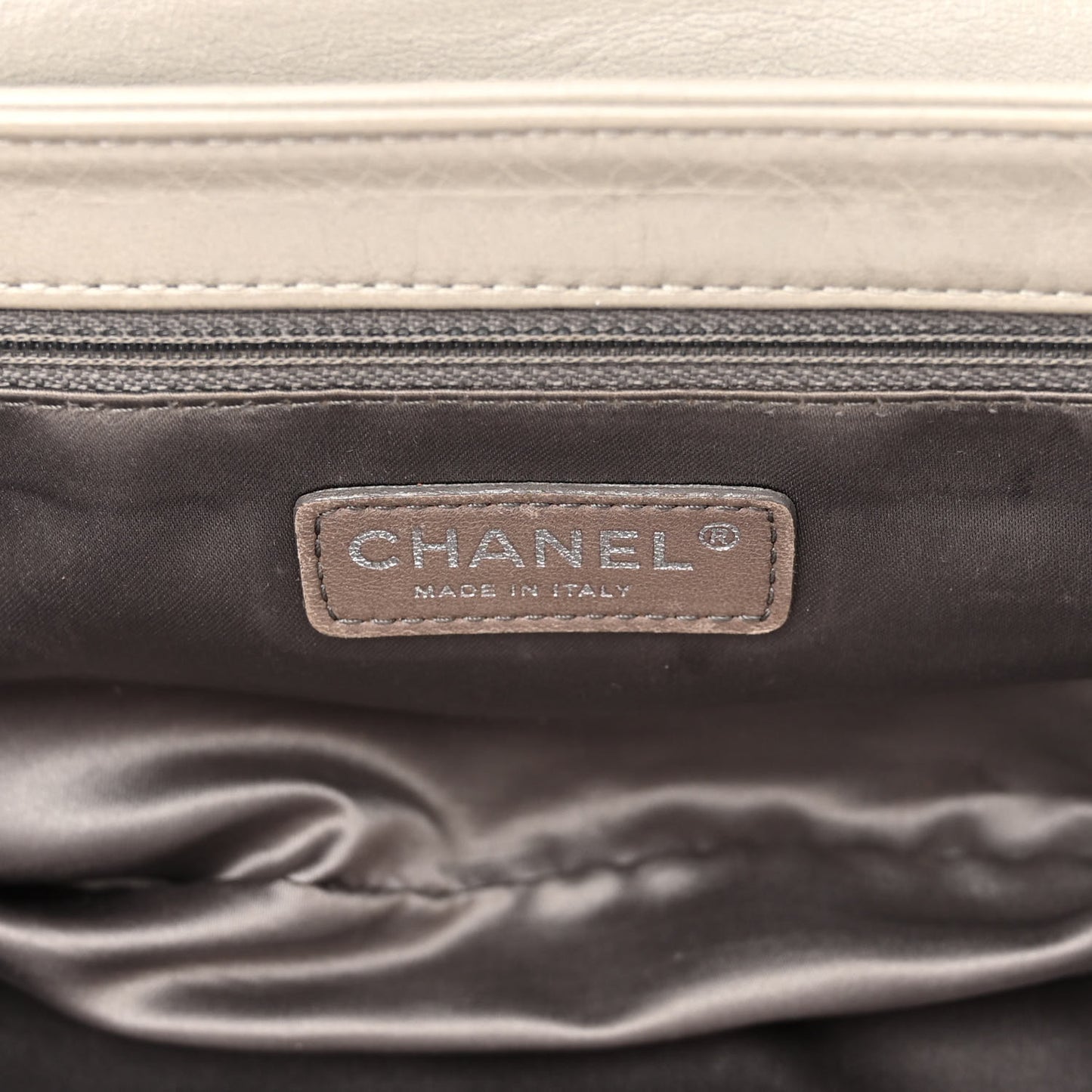 Lambskin East West Mademoiselle Flap Grey