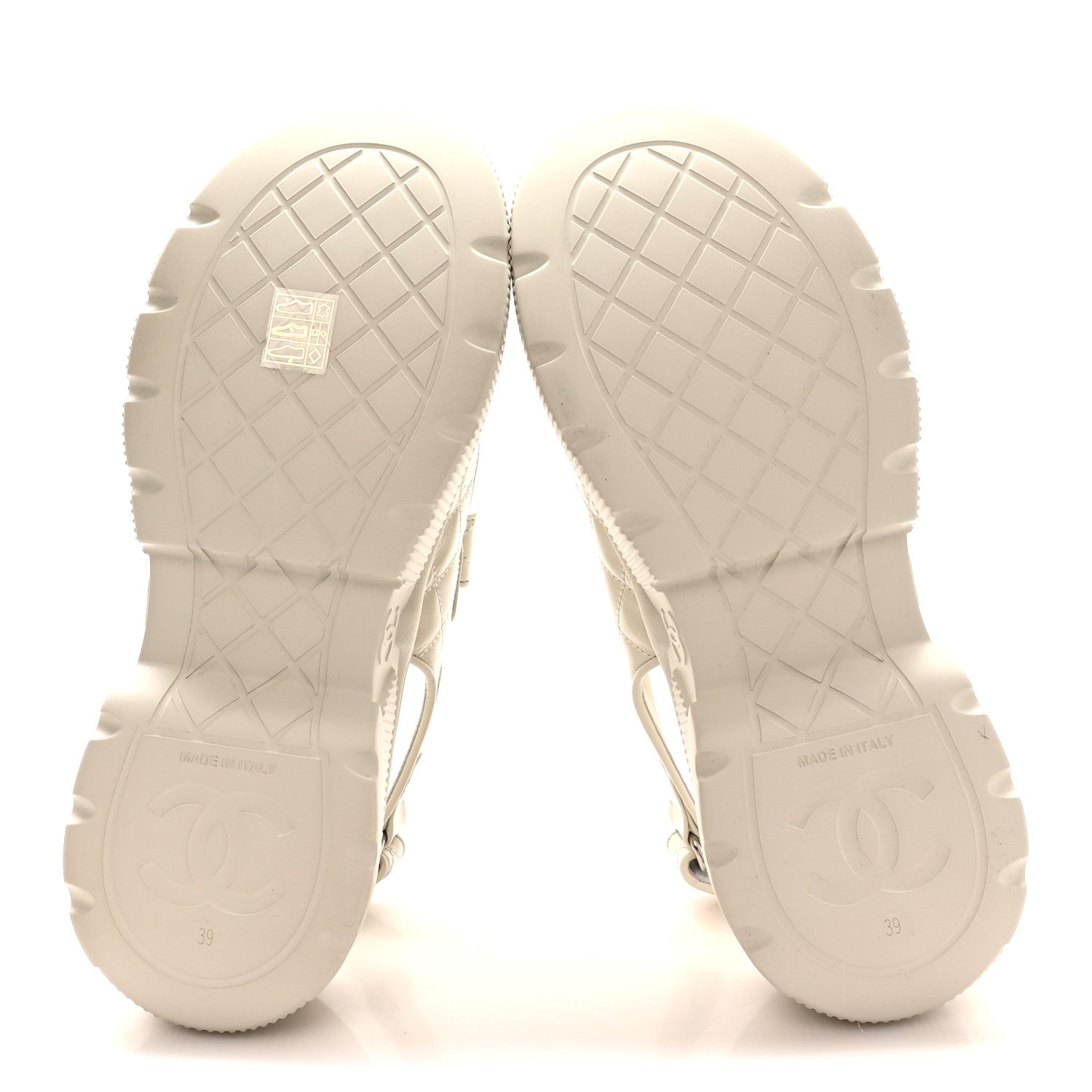 Chanel Shiny Calfskin Chain CC Velcro Dad Platform Sandals 39 White 6 of 9