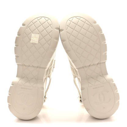 Chanel Shiny Calfskin Chain CC Velcro Dad Platform Sandals 39 White 6 of 9