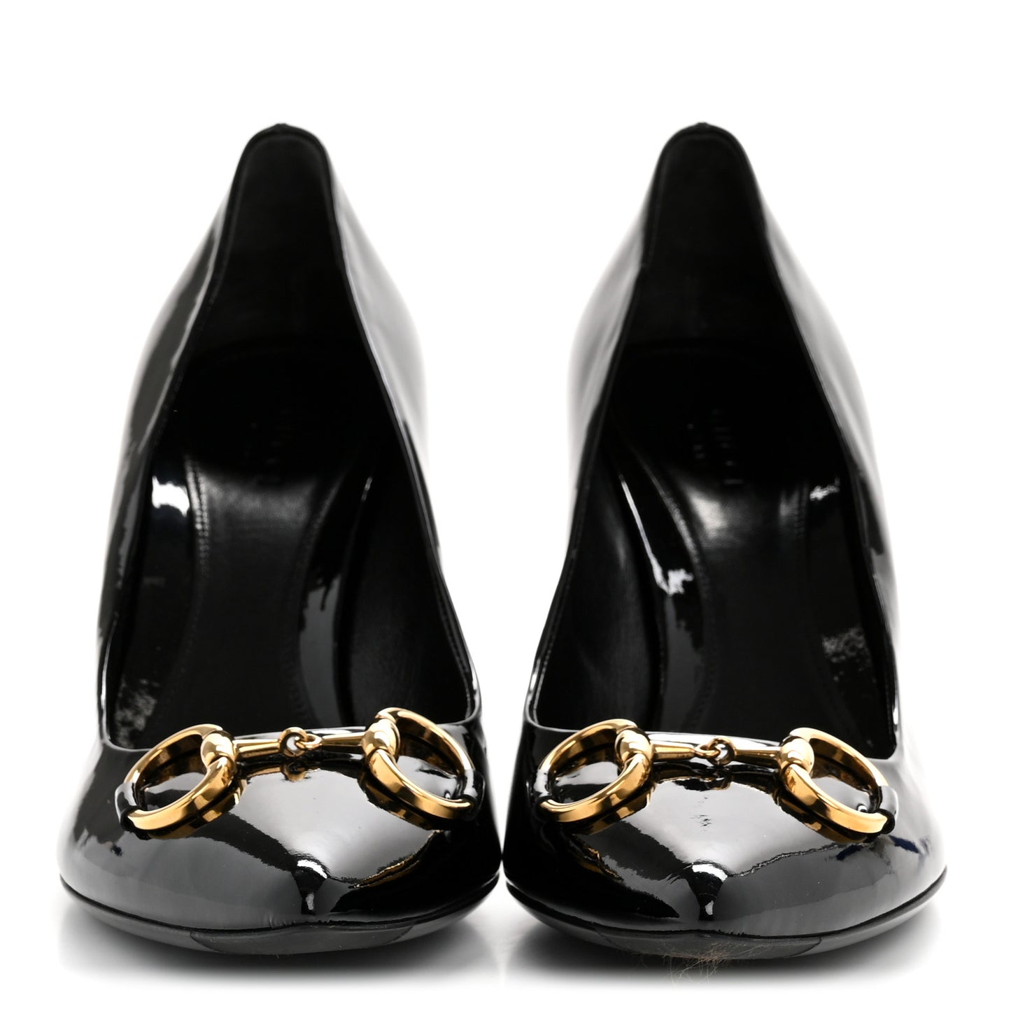 Patent Calfskin Horsebit Pumps 39 Black
