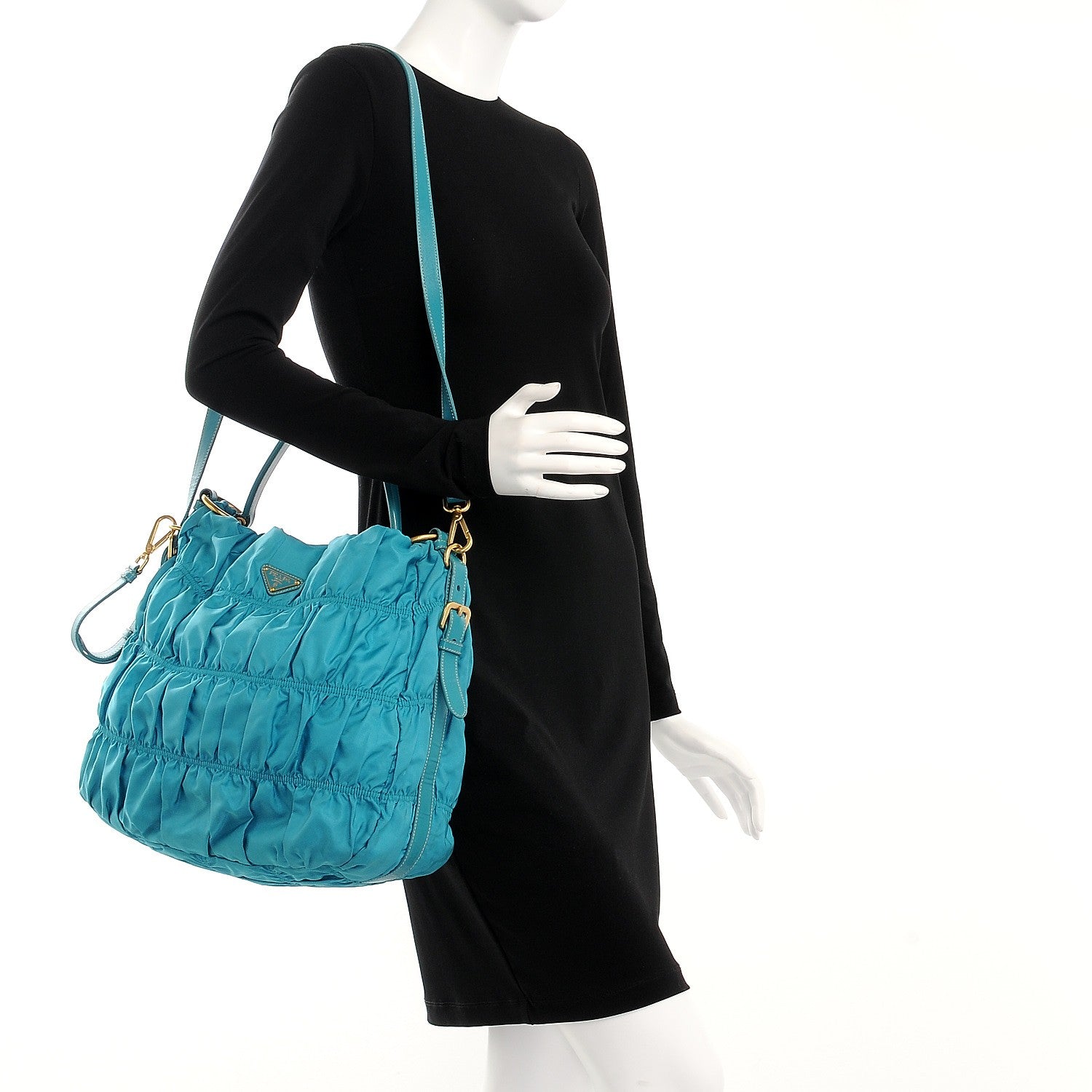 Prada Tessuto Nylon Gaufre Tote Turchese 2 of 10