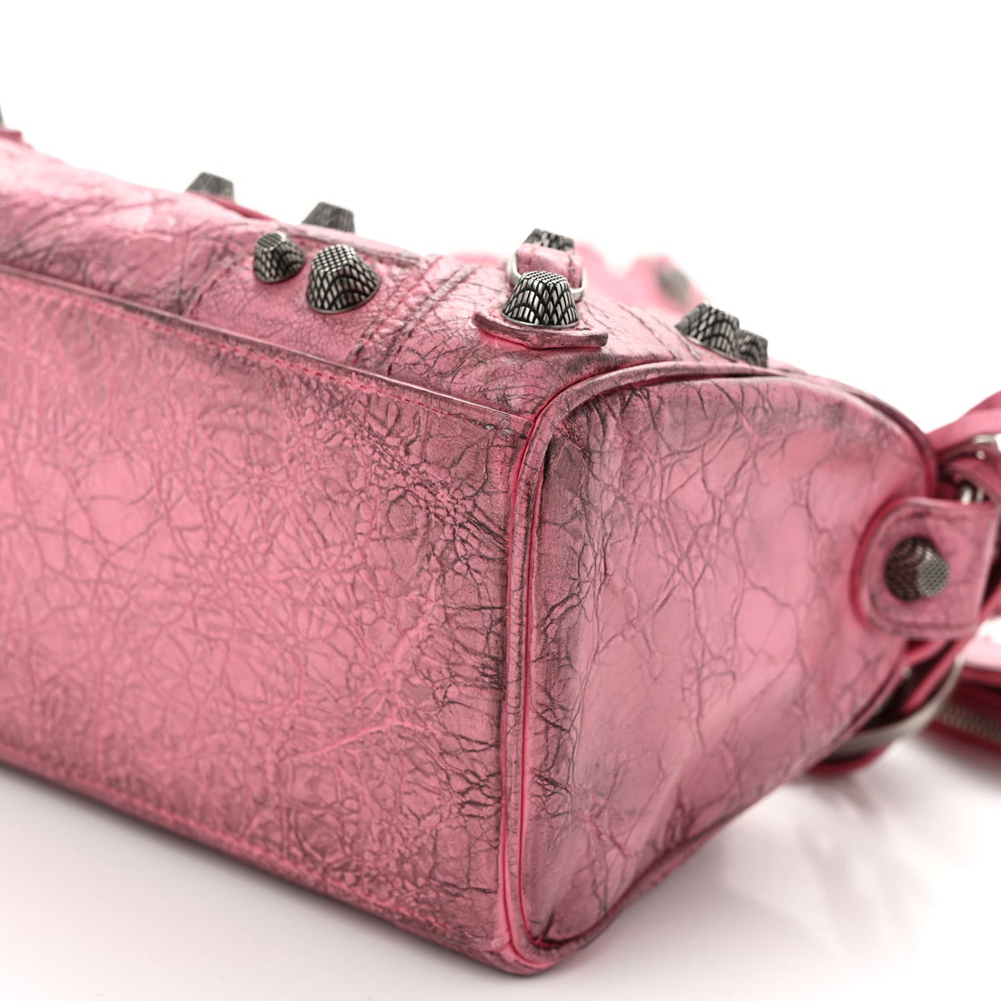 Agneau Arena Dirty Effect Mini Le Cagole Duffle Crossbody Bag Sweet Pink