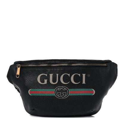 Gucci Grained Calfskin Logo Belt Bag Black 1 of 12