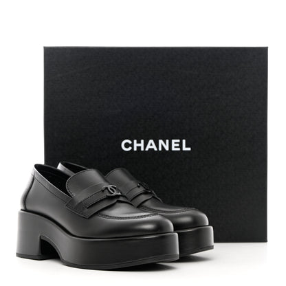 Chanel Calfskin CC Platform Loafers 37 Black 11 of 11