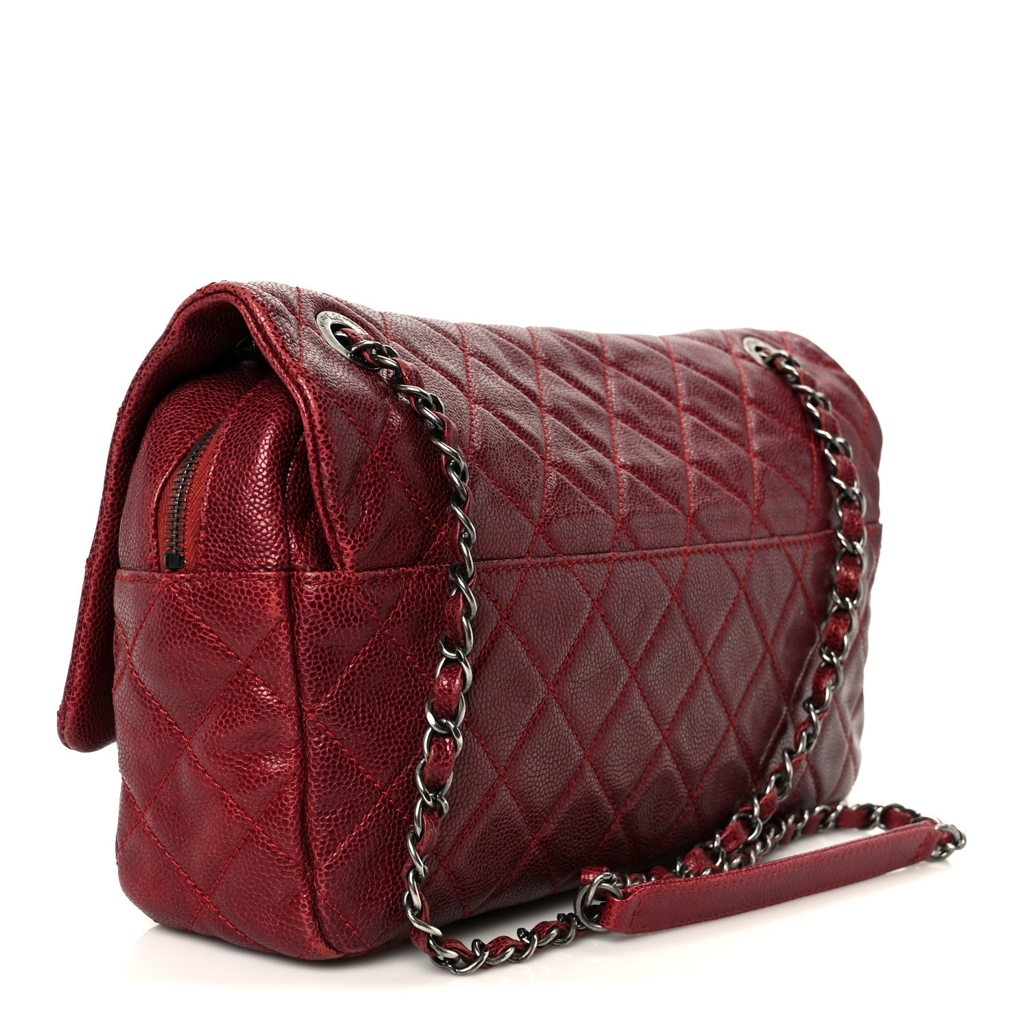 Chanel Iridescent Caviar Quilted Large Chic Flap Red 3 of 12