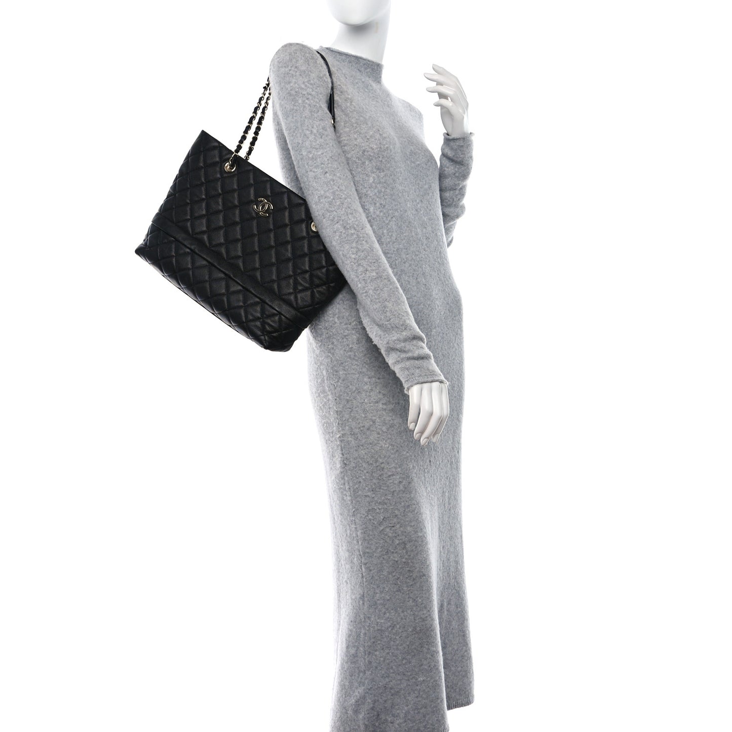 Caviar Quilted Rolled Up Tote Black