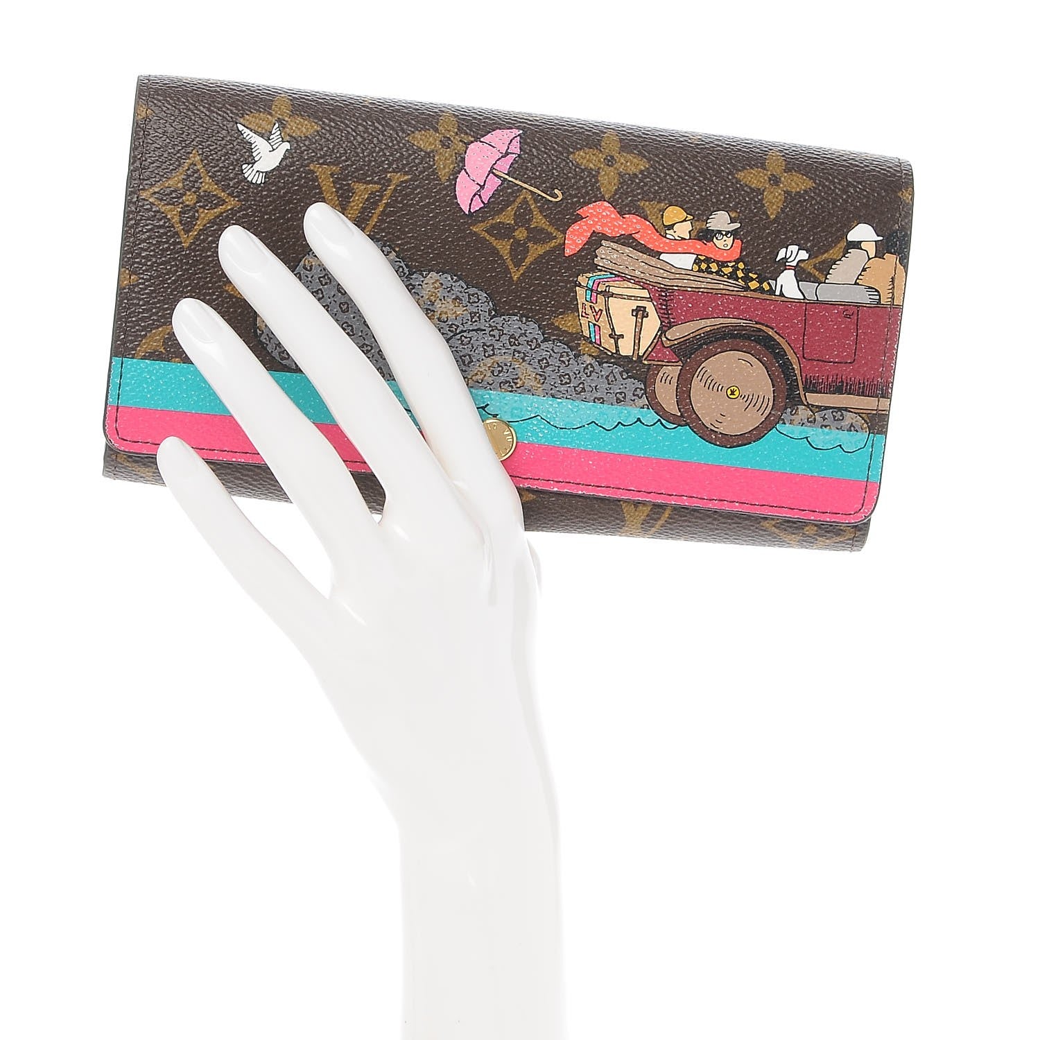 Louis Vuitton Monogram 2015 Christmas Animation Sarah Wallet Hibiscus 2 of 9