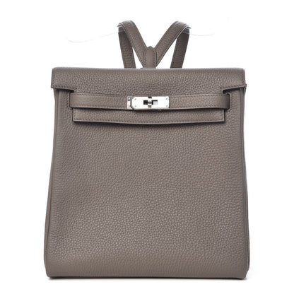 Hermes Taurillon Clemence Kelly Ado Backpack Etain 1 of 25