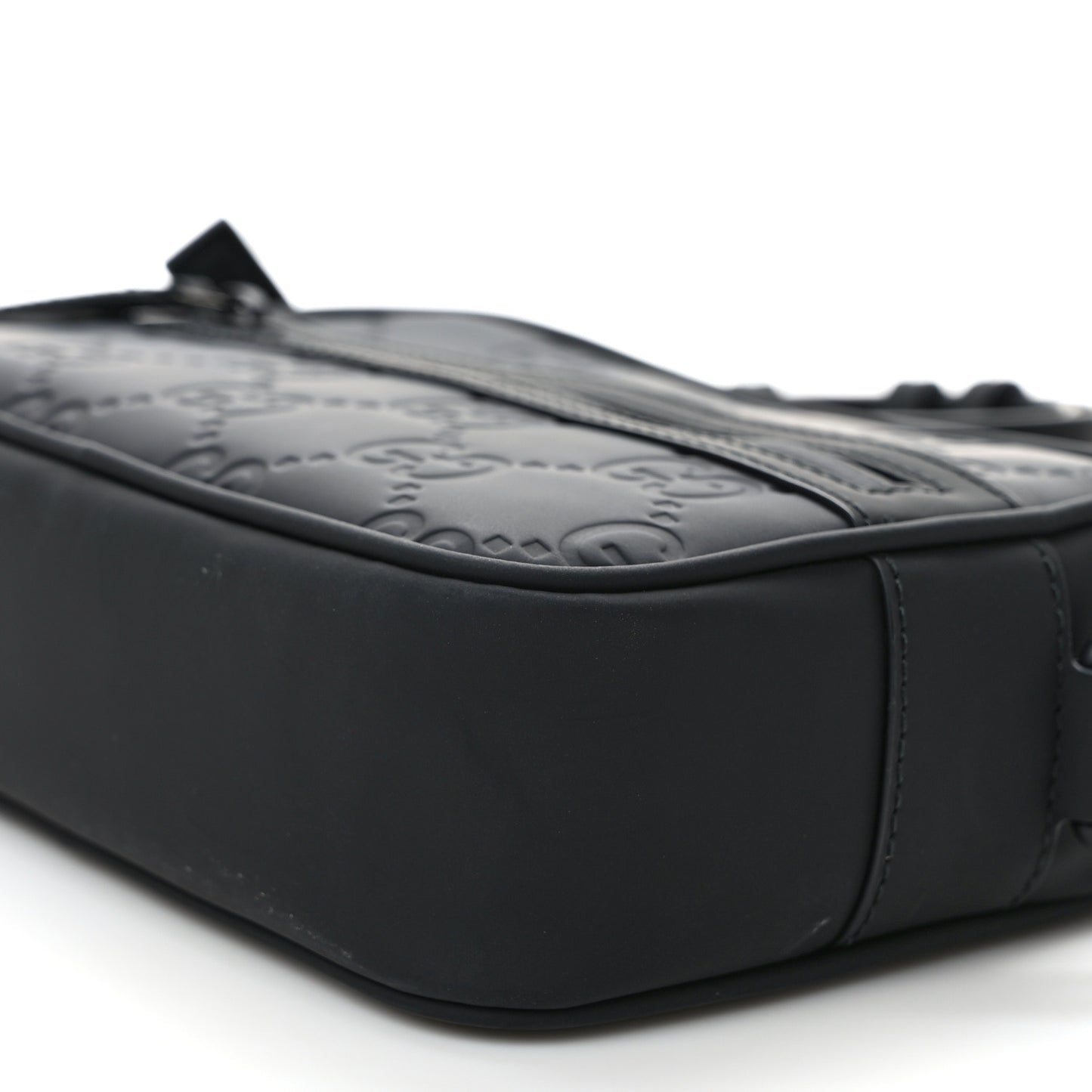 Rubber Effect Calfskin GG Mini Crossbody Bag Black