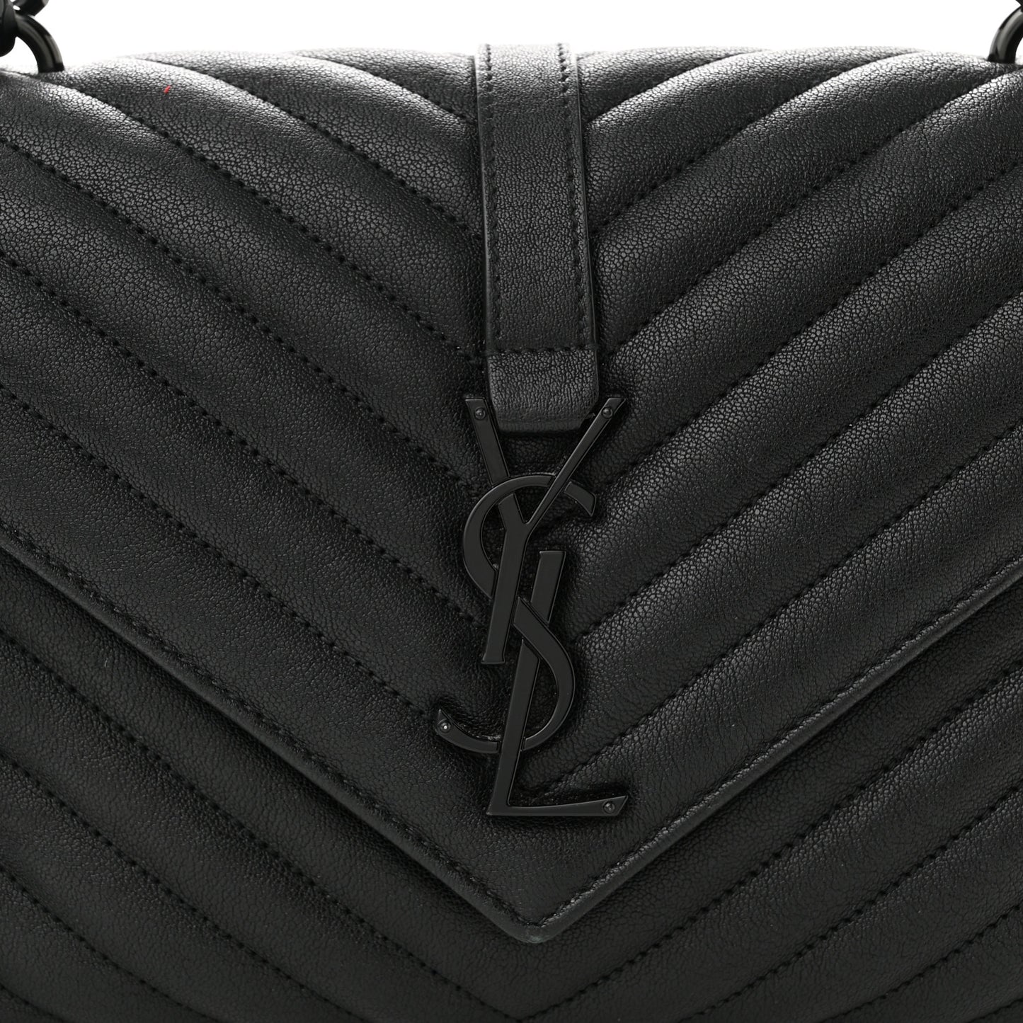 Sheepskin Matelasse Chevron Monogram Monochrome Medium College Bag Black