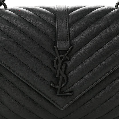 Saint Laurent Sheepskin Matelasse Chevron Monogram Monochrome Medium College Bag Black 8 of 10