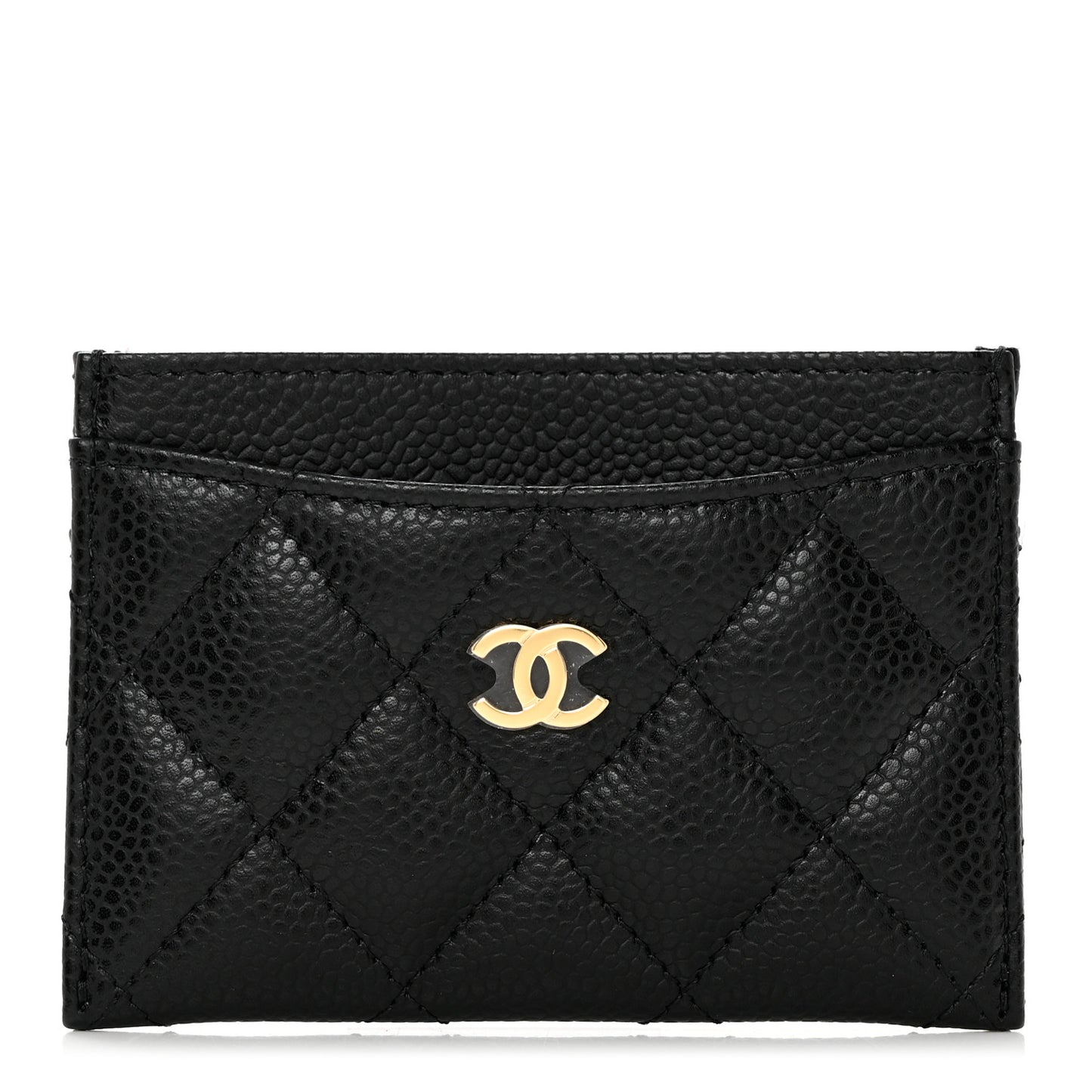 Caviar Quilted Card Holder Black