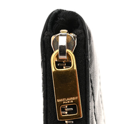 Saint Laurent Calfskin Matelasse Monogram Key Pouch Black 9 of 16