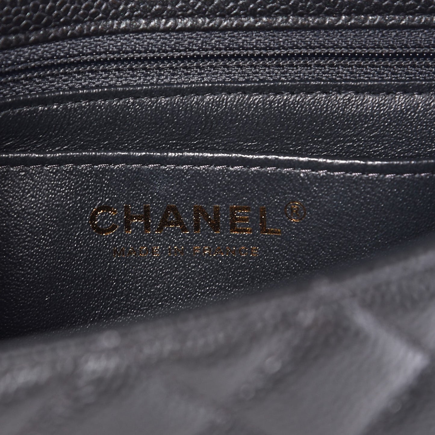 Caviar Quilted Mini Rectangular Flap Dark Grey