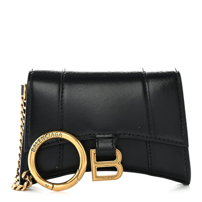 Balenciaga Shiny Box Calfskin Hourglass Chain Cardholder Black 1 of 7