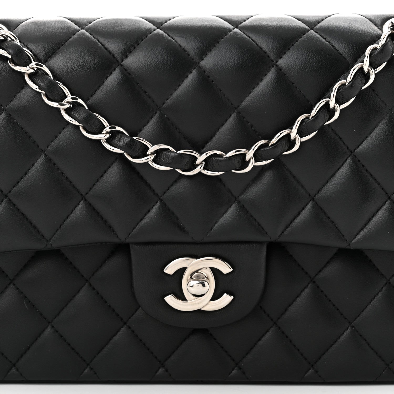 Chanel Lambskin Quilted Medium Double Flap Black 8 of 11