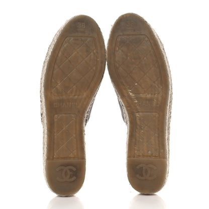 Chanel Calfskin CC Espadrille Mules 38 Dark Beige 5 of 10