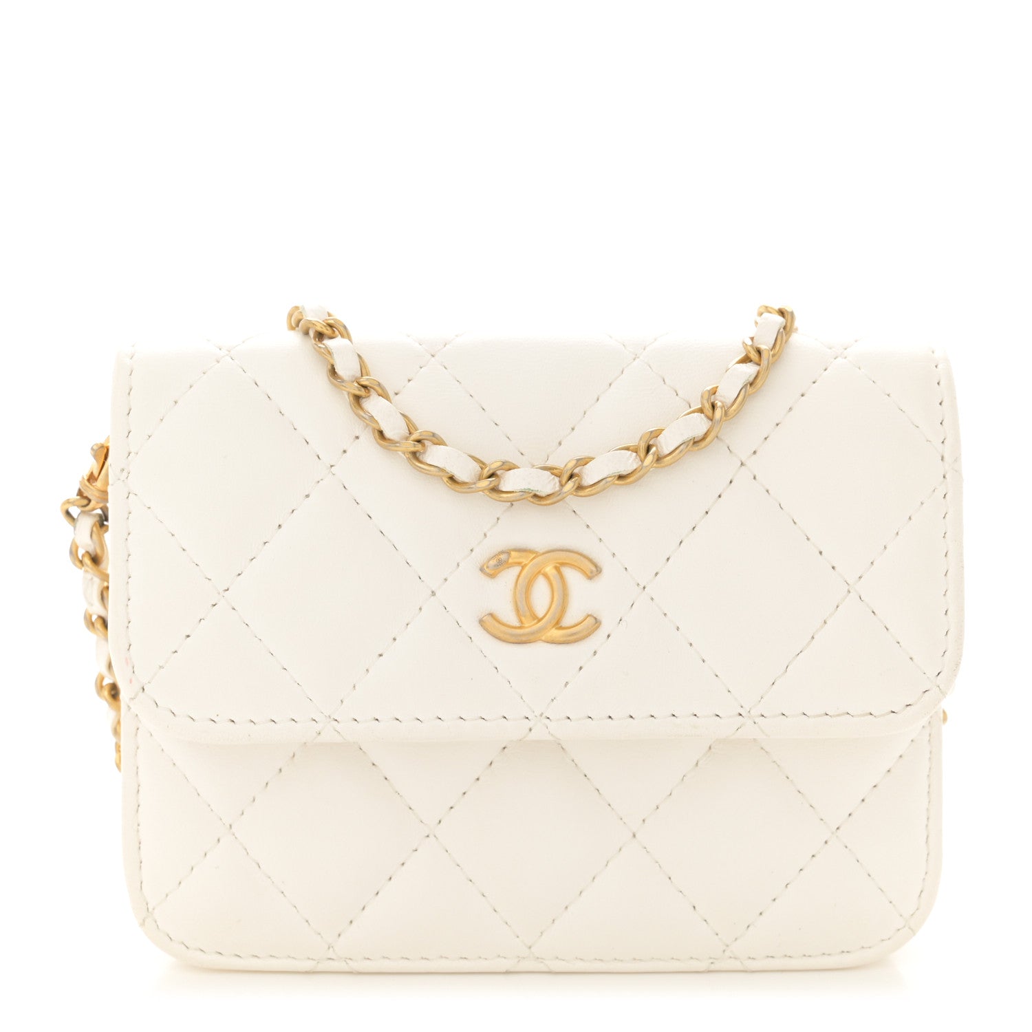Chanel Lambskin Quilted Pearl Crush Clutch With Chain White 1 of 12