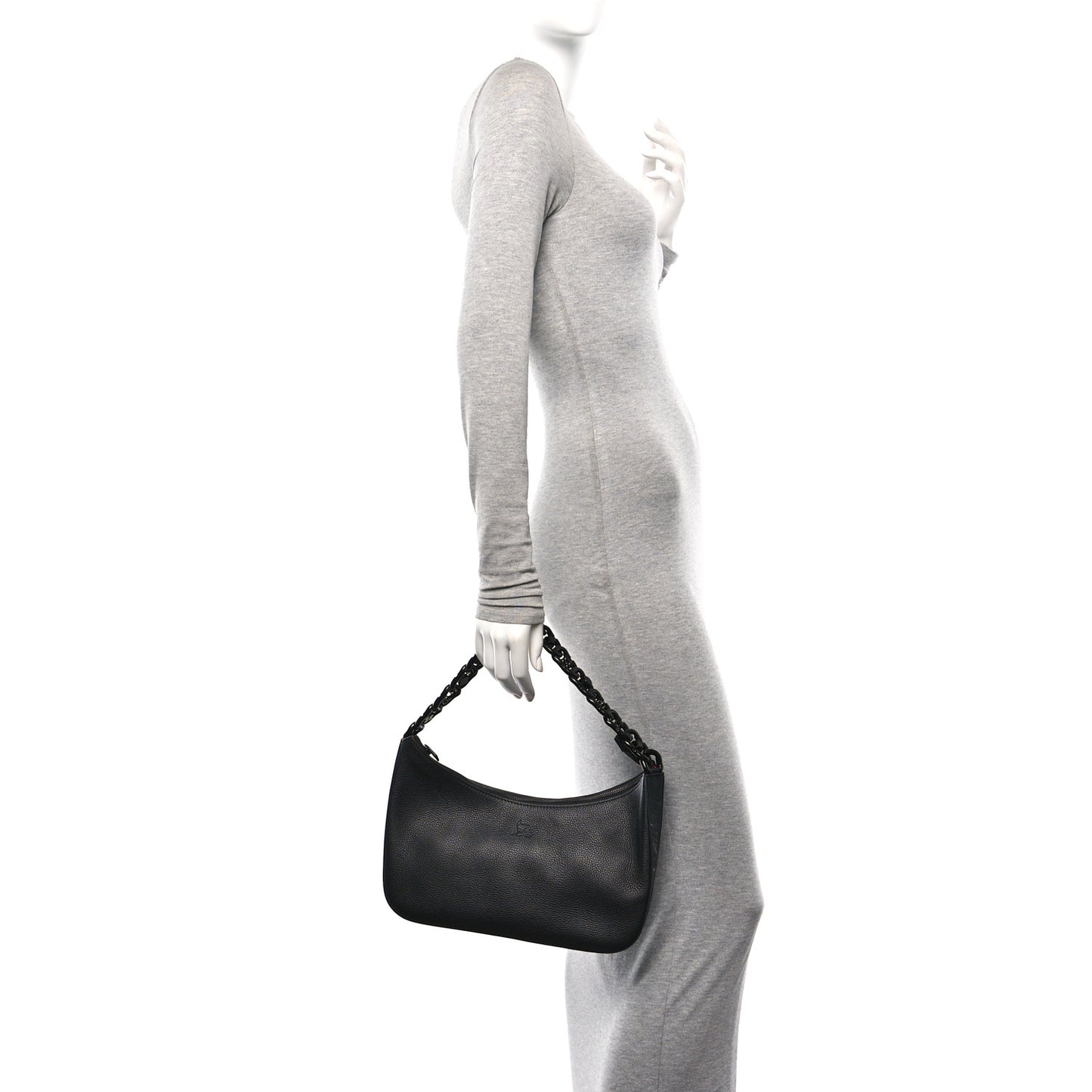 Calfskin Large Loubila Chain Shoulder Bag Black