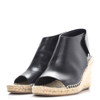 Celine Calfskin Espadrille Wedge Sandals 37 Black 3 of 13