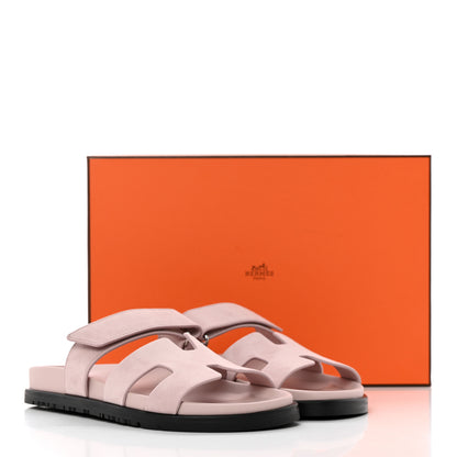 Hermes Suede Goatskin Womens Chypre Sandals 36 Rose Porcelaine 12 of 12