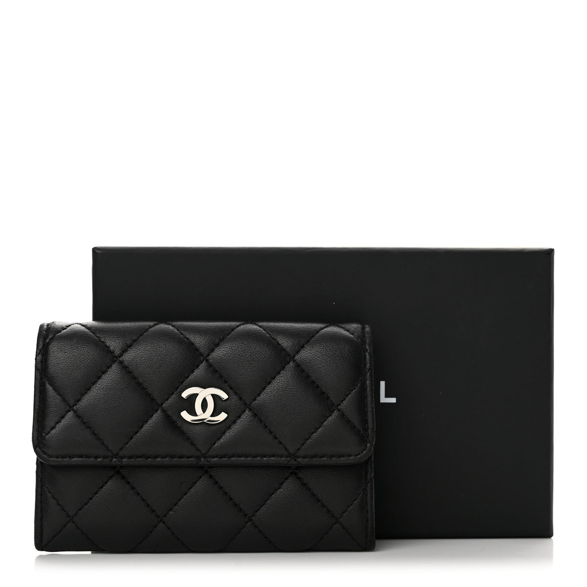 Chanel Lambskin Quilted Flap Card Holder Black 10 of 10