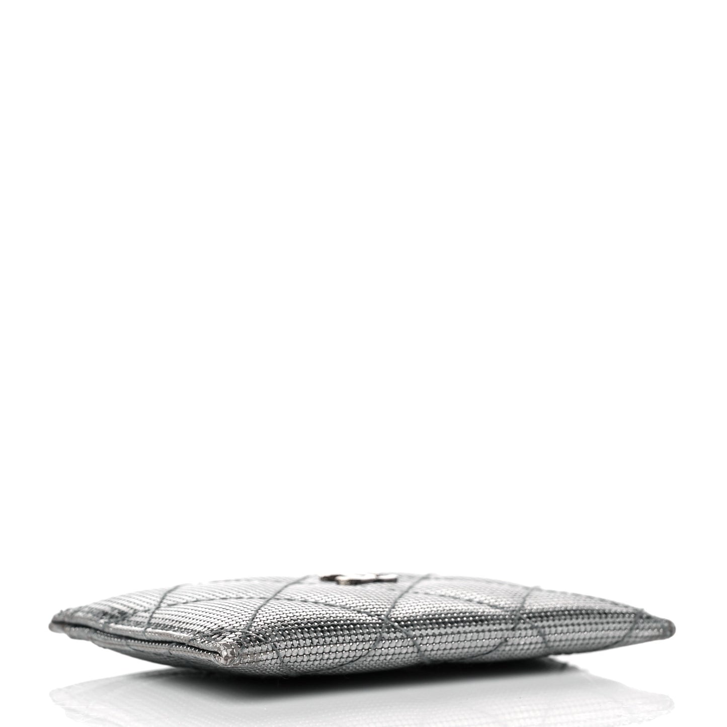 Metallic Calfskin Pixel Effect Card Holder Dark Silver
