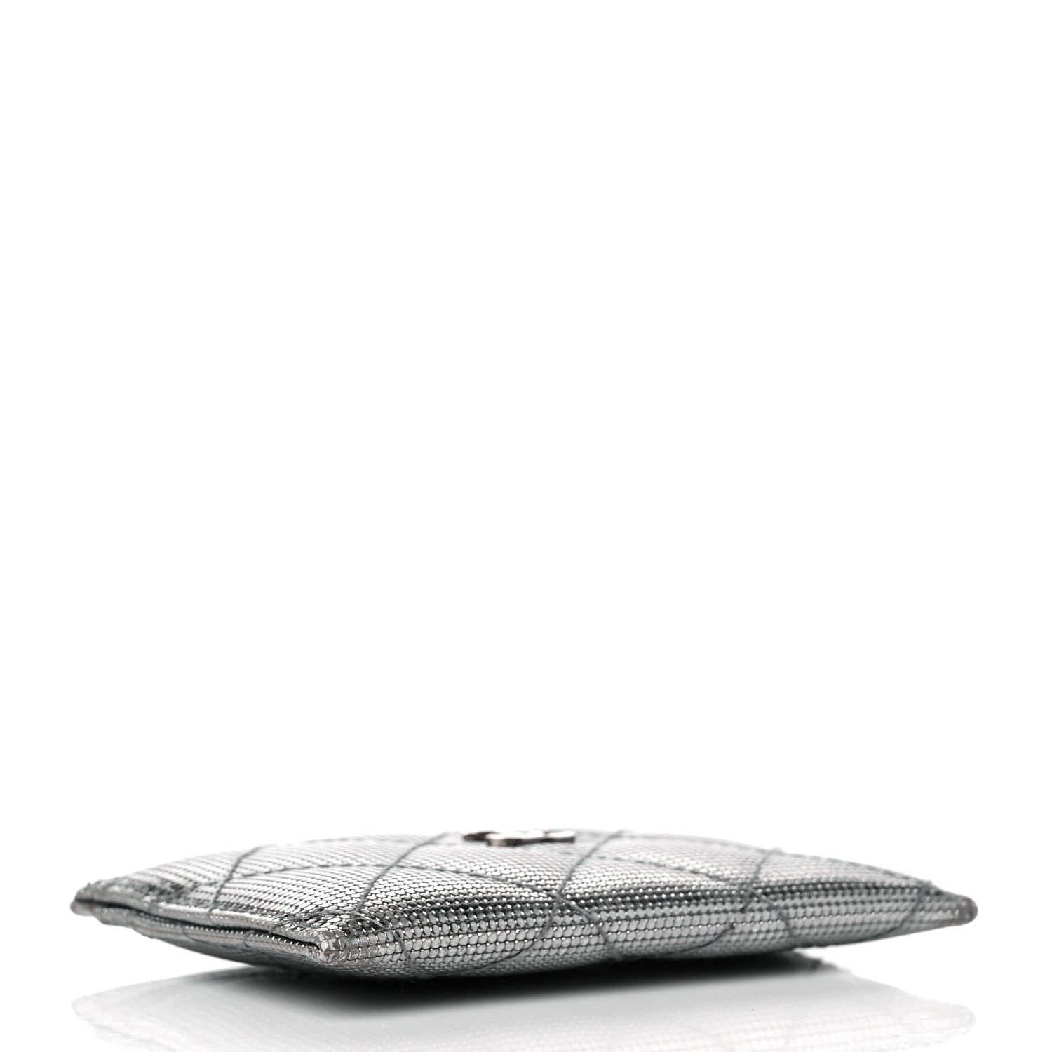 Chanel Metallic Calfskin Pixel Effect Card Holder Dark Silver 4 of 11