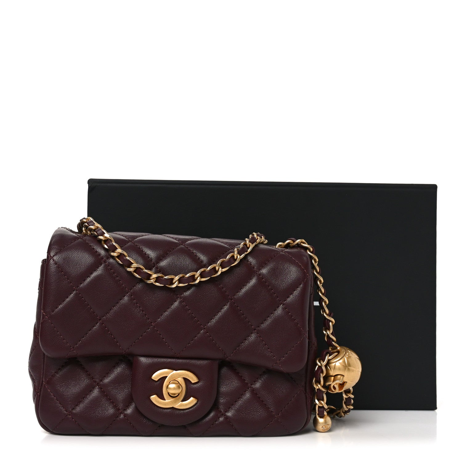 Chanel Lambskin Quilted Mini Pearl Crush Flap Burgundy 11 of 11