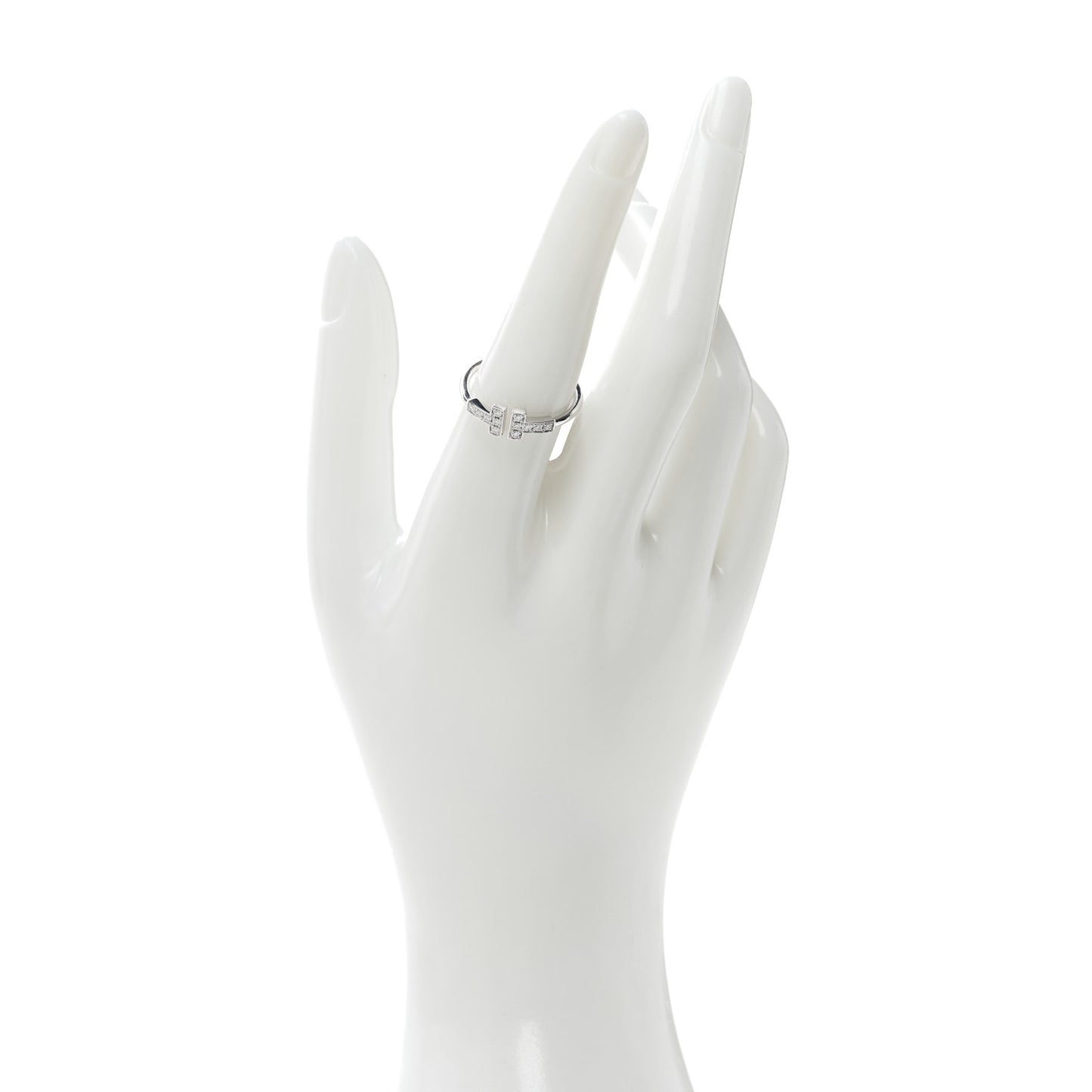 18K White Gold Diamond T Wire Ring 55 7.25
