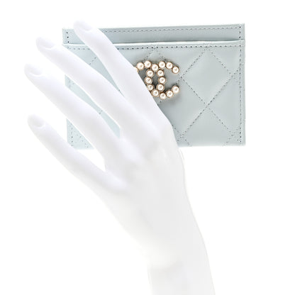Chanel Lambskin Pearl Quilted Card Holder Light Blue 2 of 8