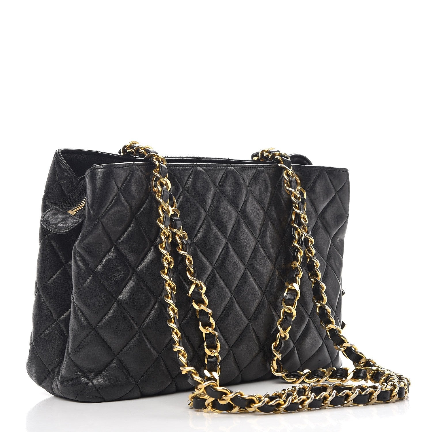 Chanel Lambskin Quilted Shopping Tote Black 3 of 8