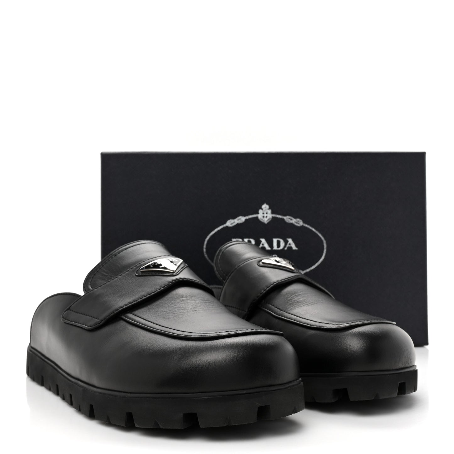 City Calfskin Triangle Mens 20mm Flat Mules 12 Black