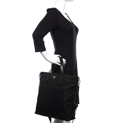 Prada Tessuto Nylon Saffiano Tote Black 3 of 13