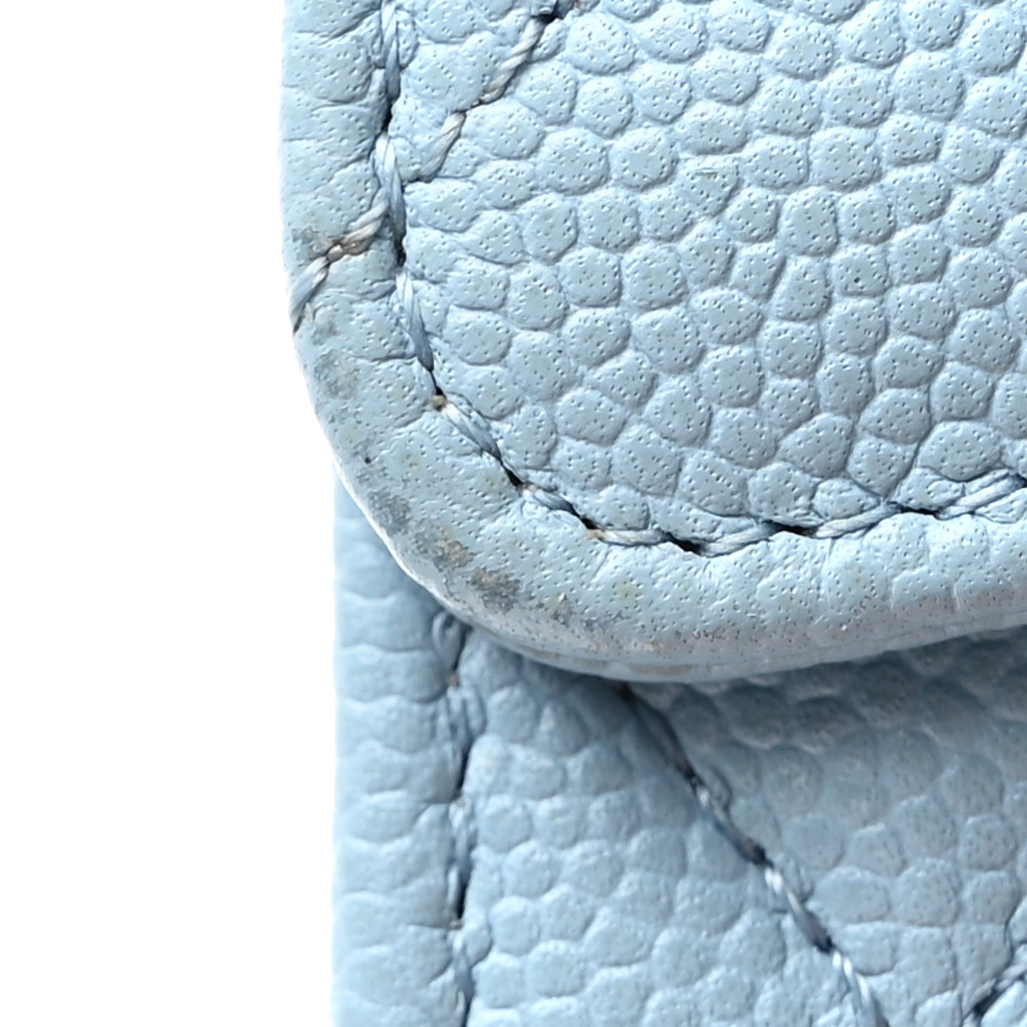 Caviar Quilted Flap Card Holder Wallet Light Blue