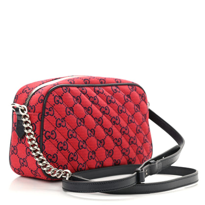 Gucci Monogram Multicolor Matelasse Diagonal Small GG Marmont Chain Shoulder Bag Red Blue 3 of 9