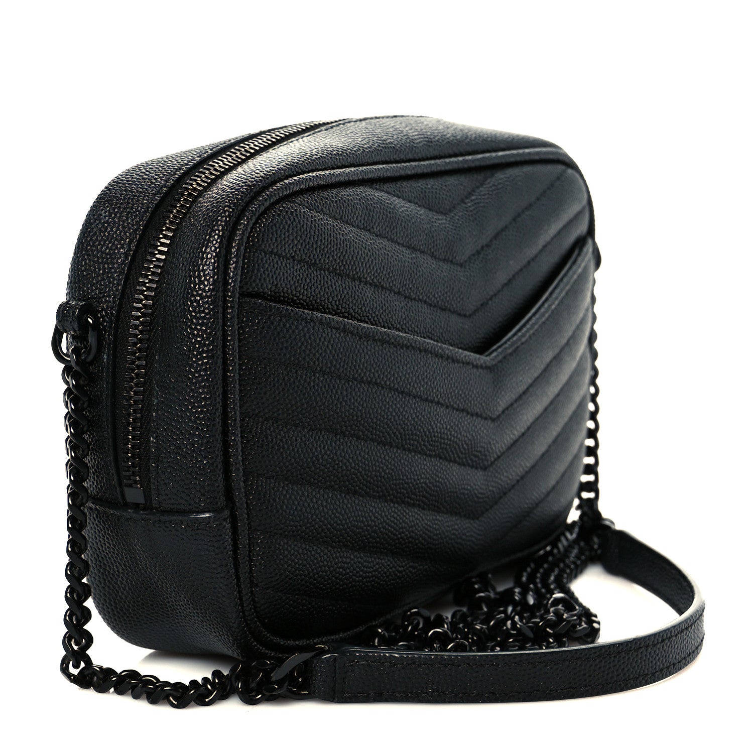 Saint Laurent Grain De Poudre Matelasse Monochrome Monogram Mini Lou Camera Bag Black 3 of 11