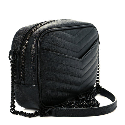 Saint Laurent Grain De Poudre Matelasse Monochrome Monogram Mini Lou Camera Bag Black 3 of 11