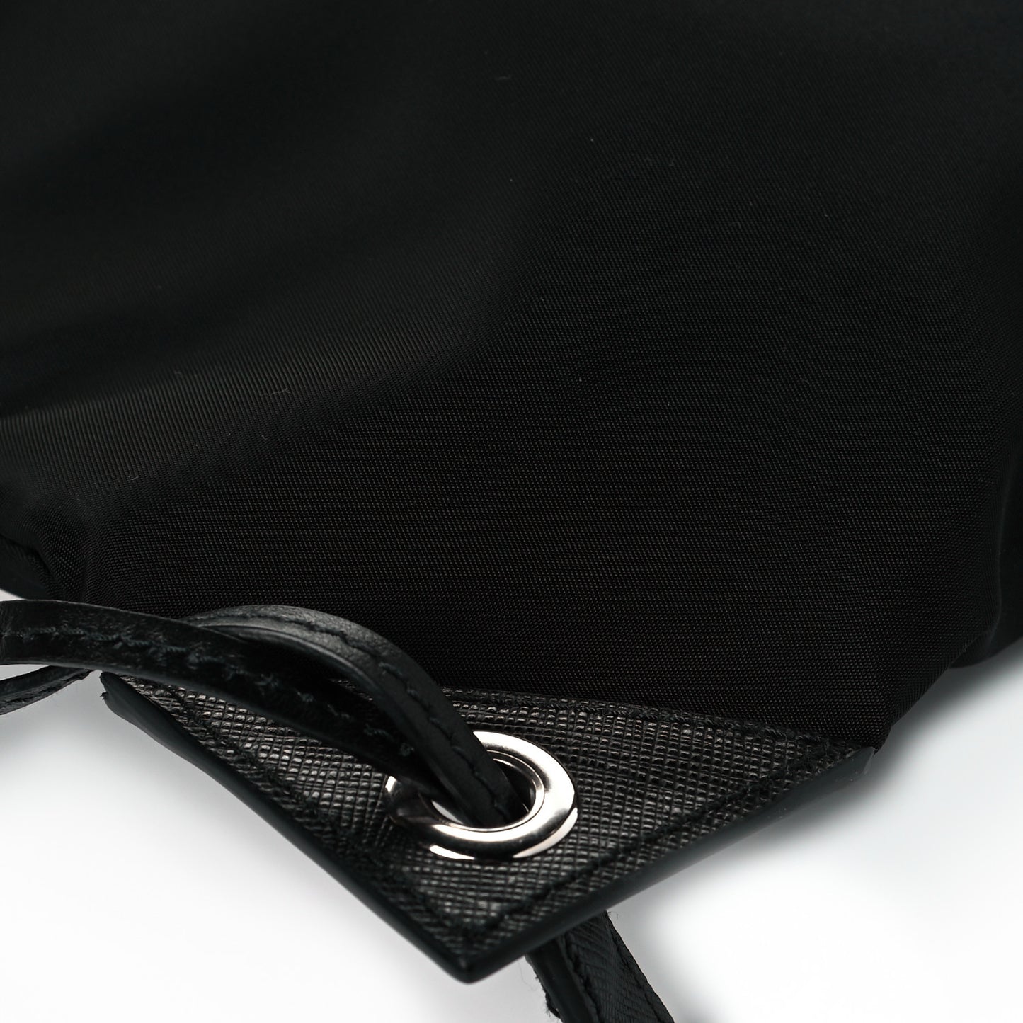 Tessuto Nylon Bird Pocket Motif Drawstring Backpack Black