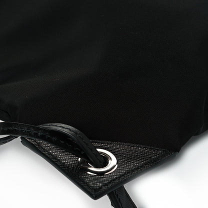 Prada Tessuto Nylon Bird Pocket Motif Drawstring Backpack Black 9 of 10