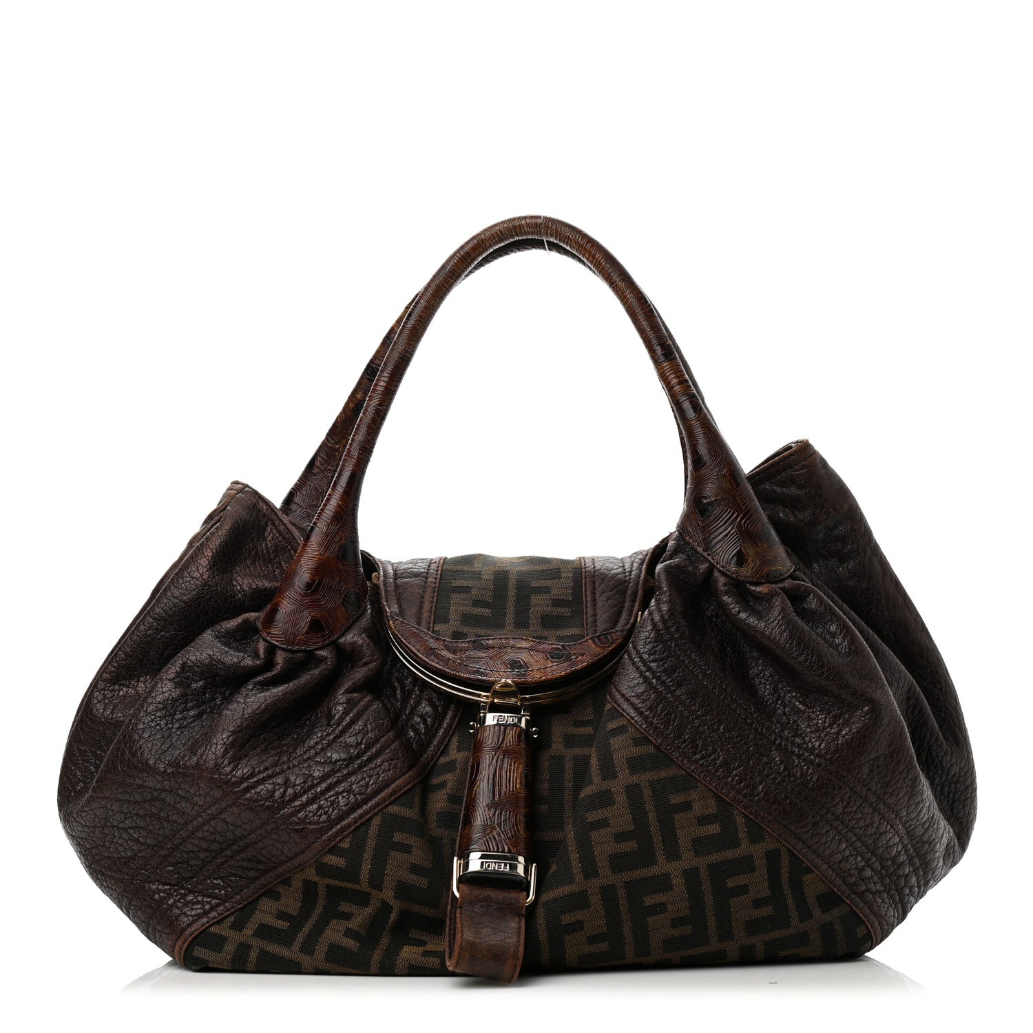 Fendi Zucca Nappa Nuvolata Vitello Tortuga Spy Tobacco Moro 1 of 11