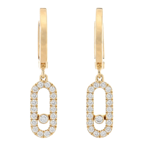 18K Yellow Gold Diamond Move Uno Hoop Earrings