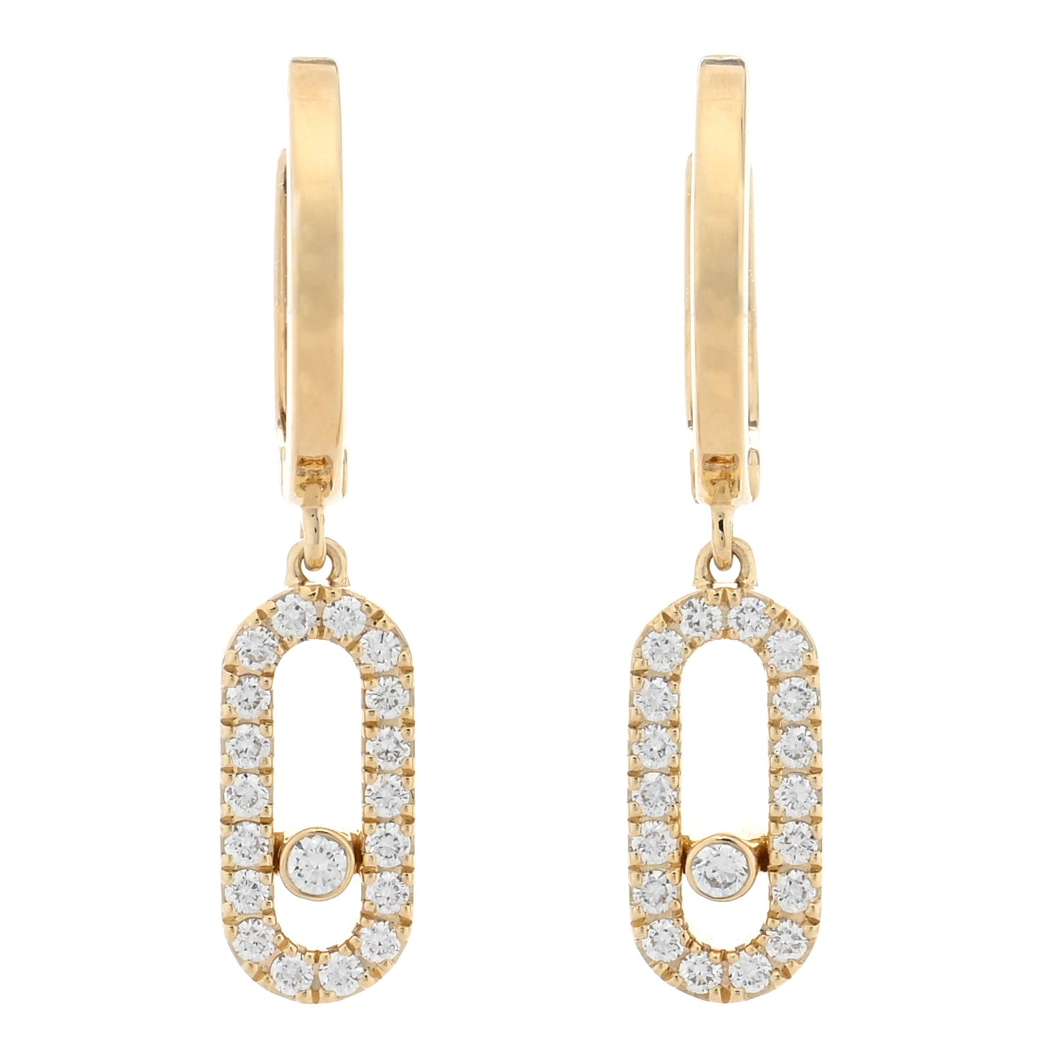 Messika 18K Yellow Gold Diamond Move Uno Hoop Earrings 1 of 4