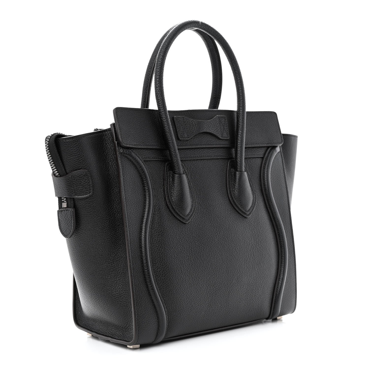 Celine Drummed Calfskin Micro Luggage Black 3 of 10