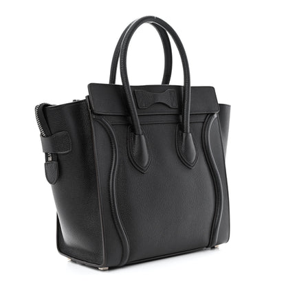 Celine Drummed Calfskin Micro Luggage Black 3 of 10